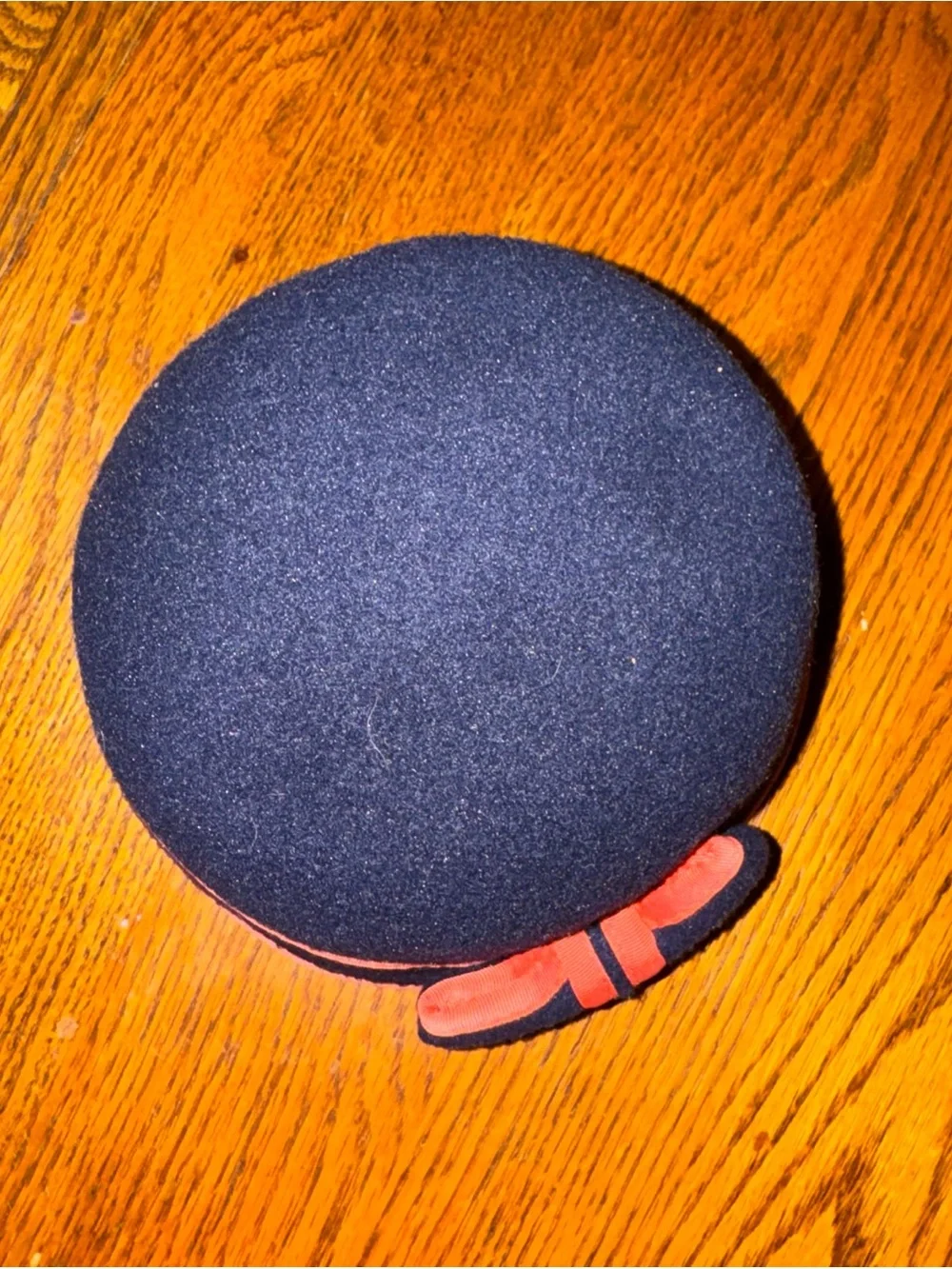 Janie and Jack Navy Blue Wool Cloche Hat with Red Trim